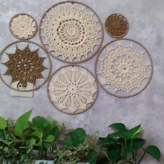 دیوارکوب دست بافت قلاب بافی نخ با کیفیت ایرانی مرسریزه ثمین مجموعه 6 عددی پرداخت در 2 مرحله