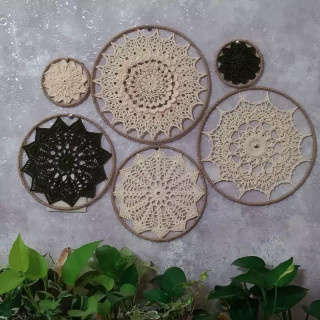 دیوارکوب و اویز قلاب بافی با نخ مرسریزه با کیفیت پرداخت ۲ مرحله یی
